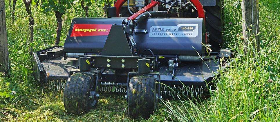 Tagliaerba SEPPI APPLE vario variando la larghezza di lavoro, aumenta la produttività e la sicurezza del lavoro