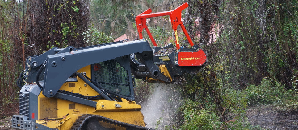 Forestry skid steer mulcher for loader